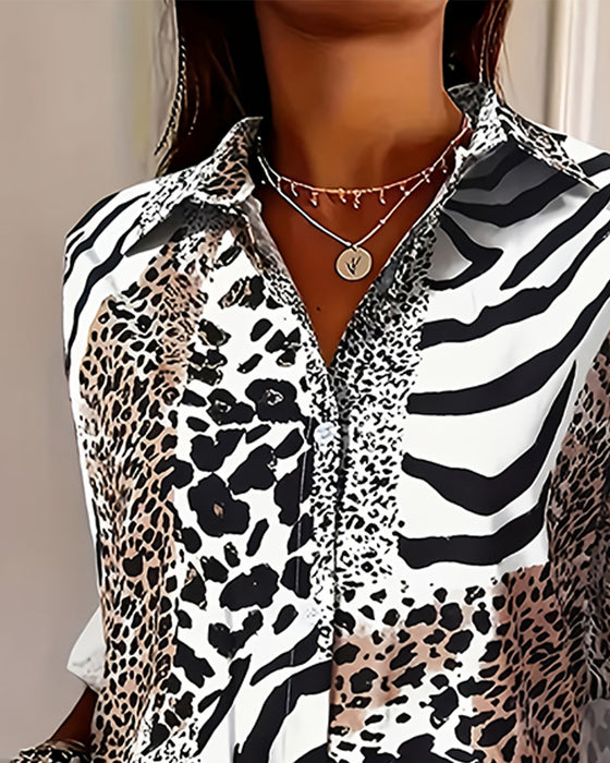 Bluse Zebra Og Leopard Tryk Løs