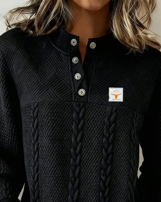 Casual Langærmet Sweatshirt Med Jacquard