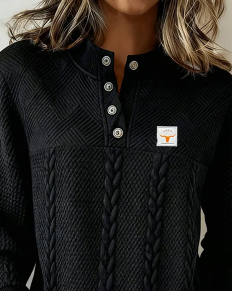 Casual Langærmet Sweatshirt Med Jacquard