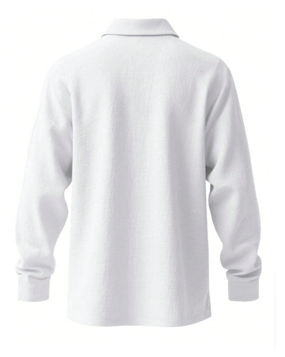 Skjorte Herre Letvægt Løs Hør Langærmet Polo