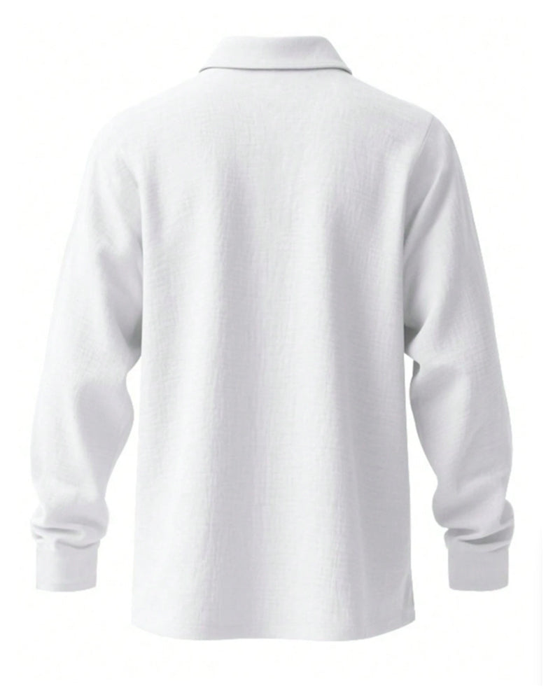 Skjorte Herre Letvægt Løs Hør Langærmet Polo