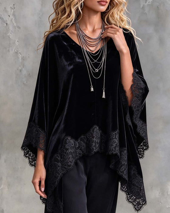 Top Klokkeærme Blonder Cape