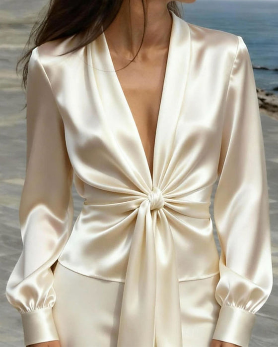 Bluse Mode Dyb V Sofistikeret