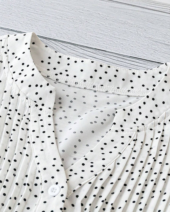 Bluse Flæseærme V-Hals Polka Dot