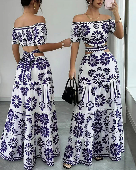 Kjole Off-Shoulder Blomstrende Udskæring