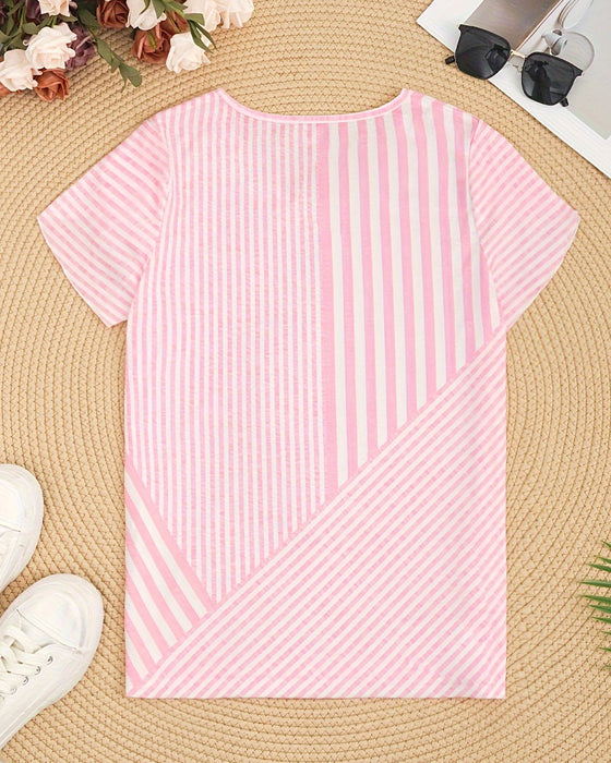 T-shirt V-hals Stribet