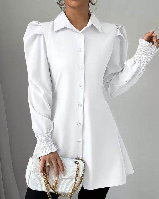 Bluse Skjortekrave Ensfarvet Trendy