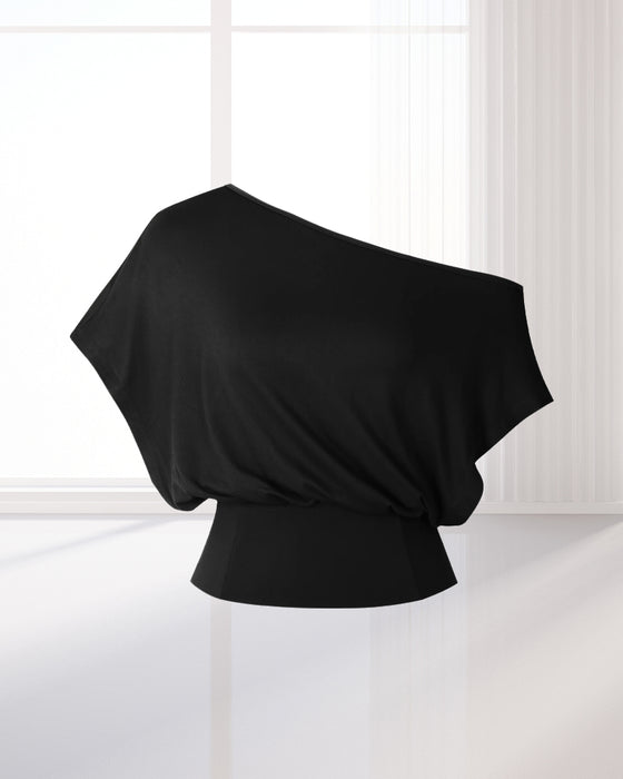 T-Shirt Asymmetrisk Kant Tætsiddende Flagermus