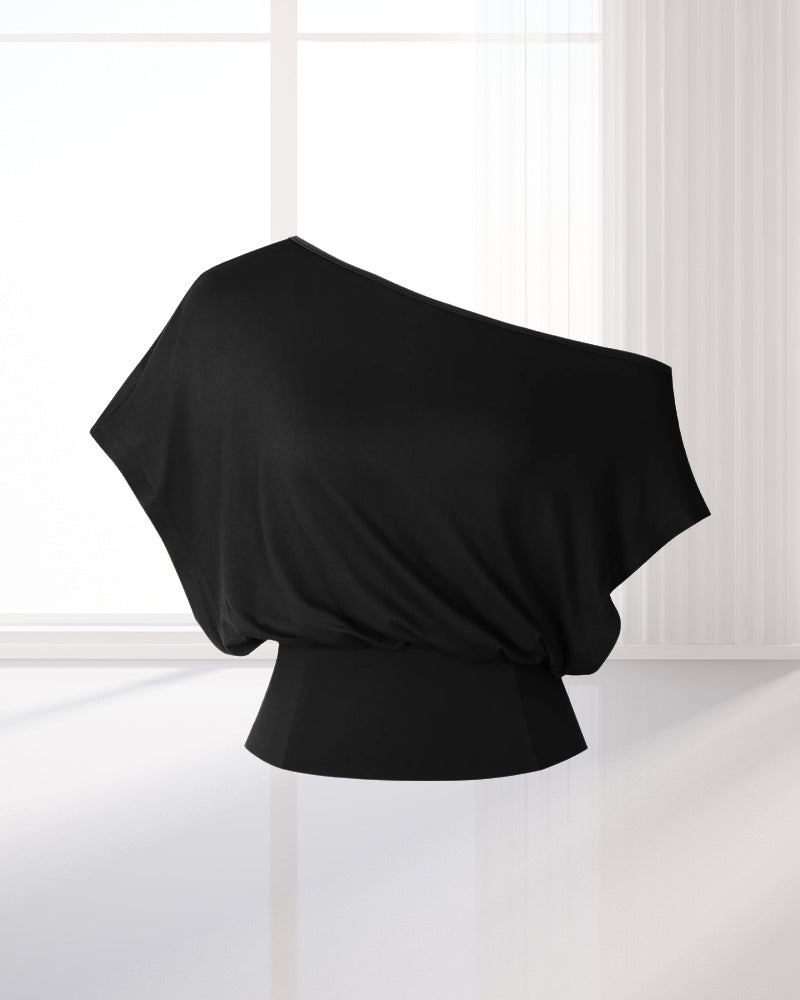 T-Shirt Asymmetrisk Kant Tætsiddende Flagermus
