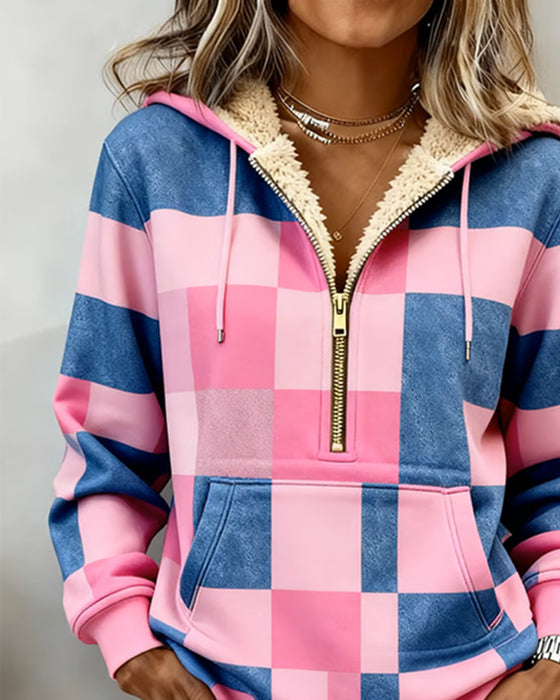 Hættetrøje Halvlynlås Fleeceforet