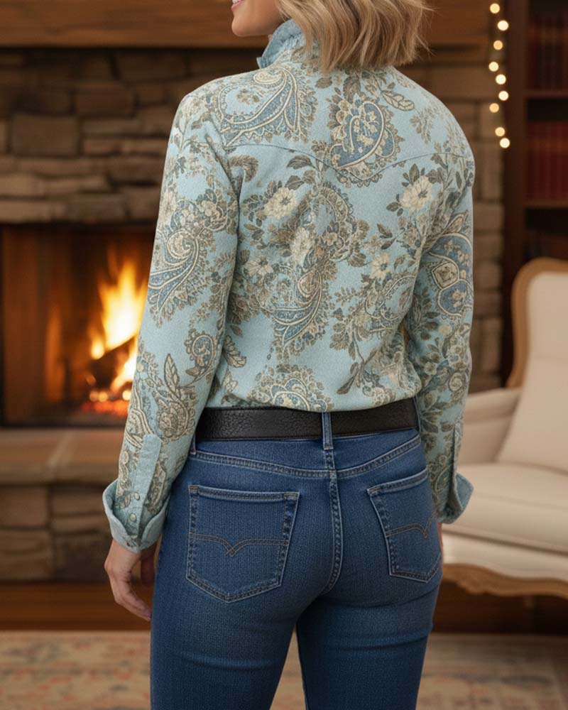 Skjorte Stilfuld Rynket Retroryk