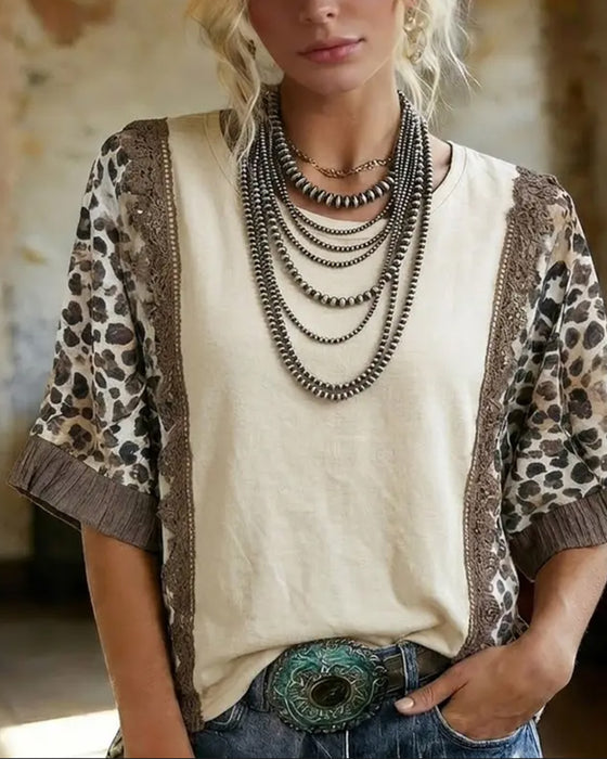 T-Shirt Leopard Patchwork Blonde