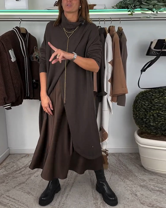 Lang rullekravesweater med slids