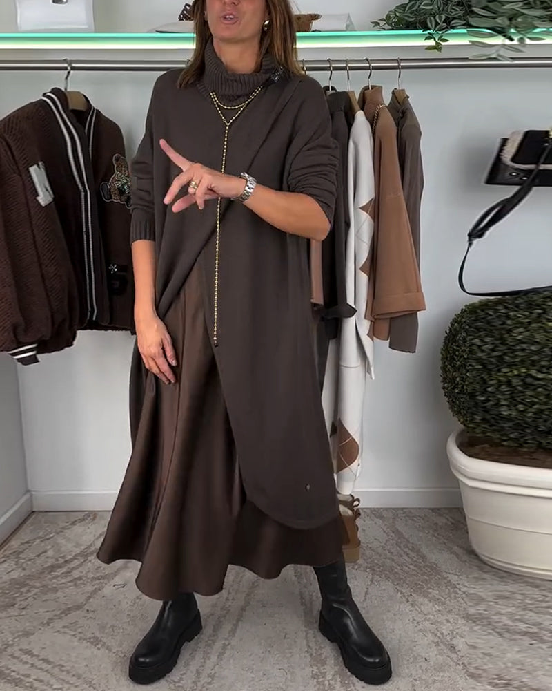 Lang rullekravesweater med slids