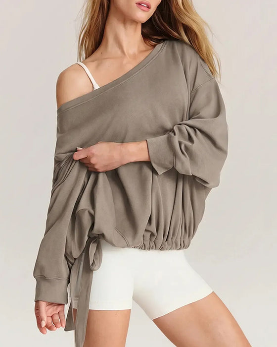 Sweatshirt Enskulder Snørebånd Løs