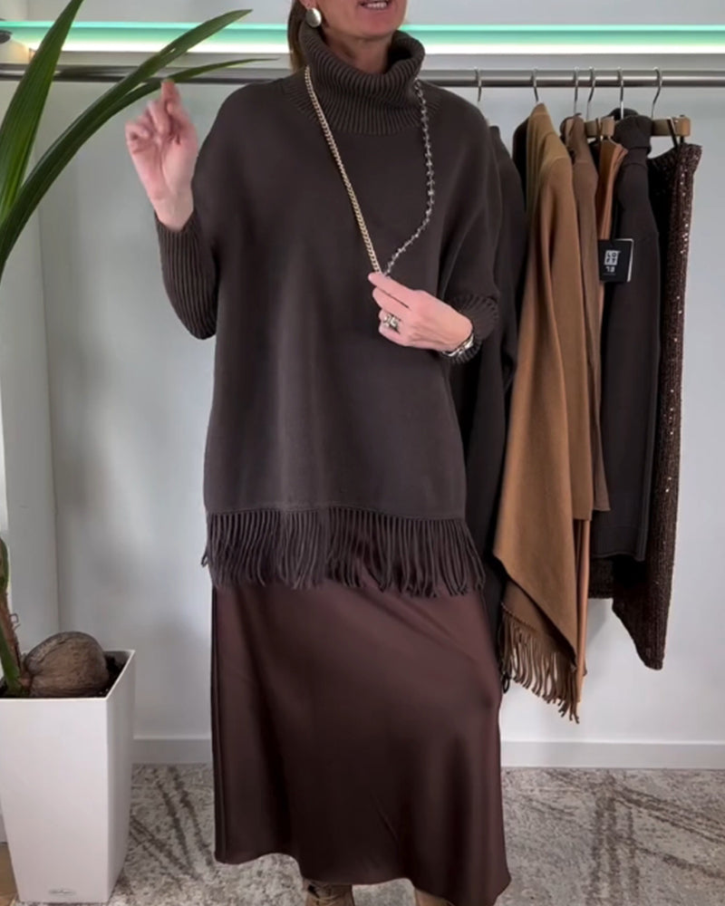 Turtleneck med frynsekant