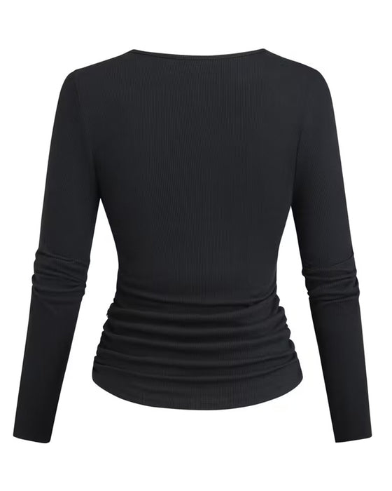 Bluse Stilfuld U-Hals Figursyet