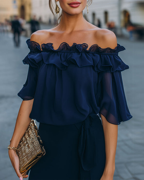 Bluse Elegant Off-Shoulder Flæse