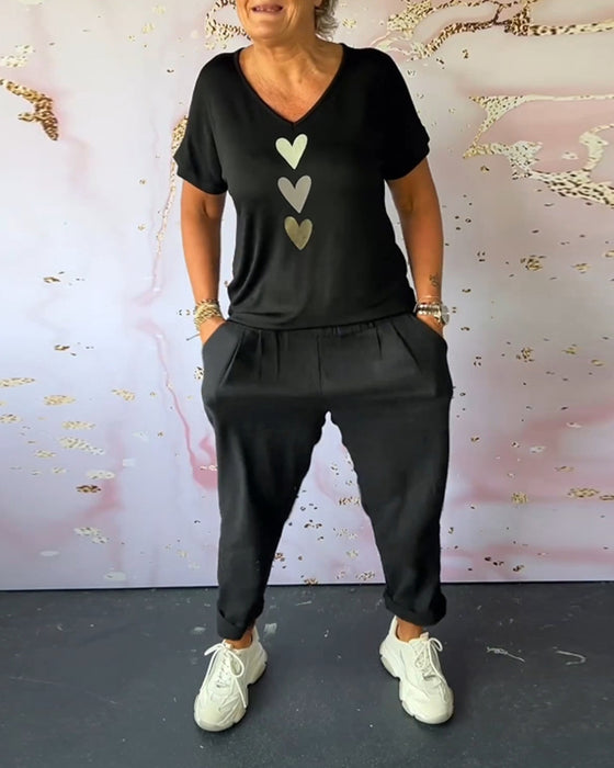 Ensfarvede loungewear bukser med elastisk talje