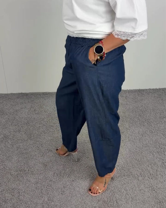 Bukser Stilfulde Lomme Denim Lange