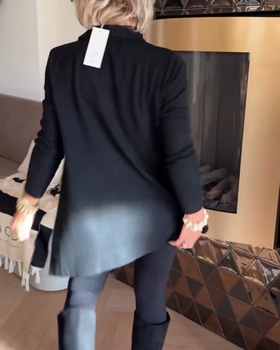 Uregelmæssig Krave Langærmet Top