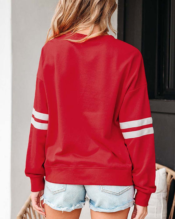 Farveblok Langærmet Rundhalset Sweatshirt