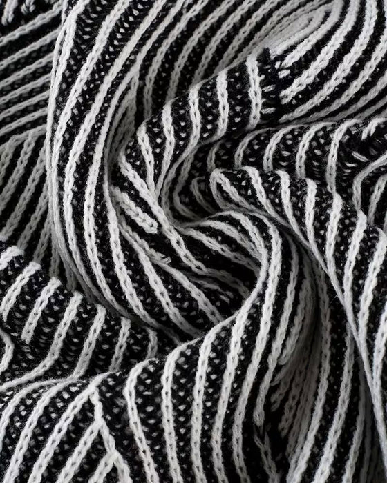 Pullover Geometrisk Stribet V-Hals Langærmet