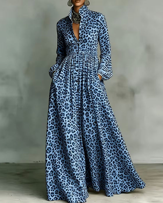 Skjortekjole Leopard Krave Lang
