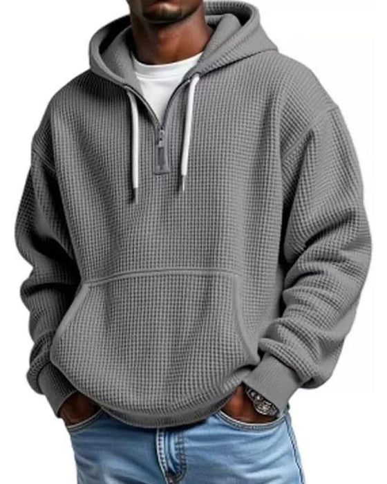 Hoodie Herre Ensfarvet Lynlås Pullover