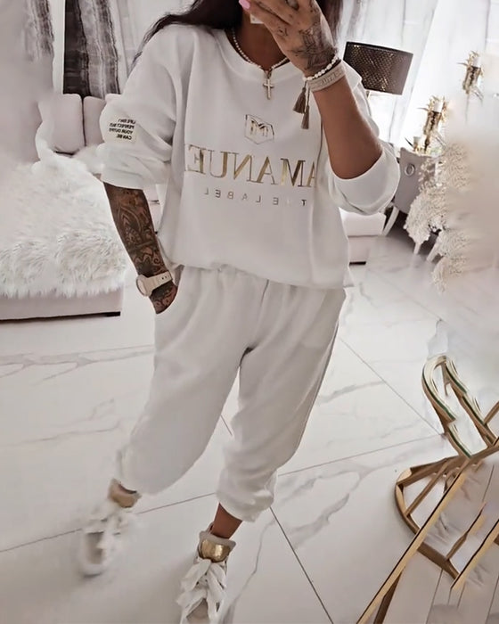 Sæt Sporty Casual Trykt To-Delts