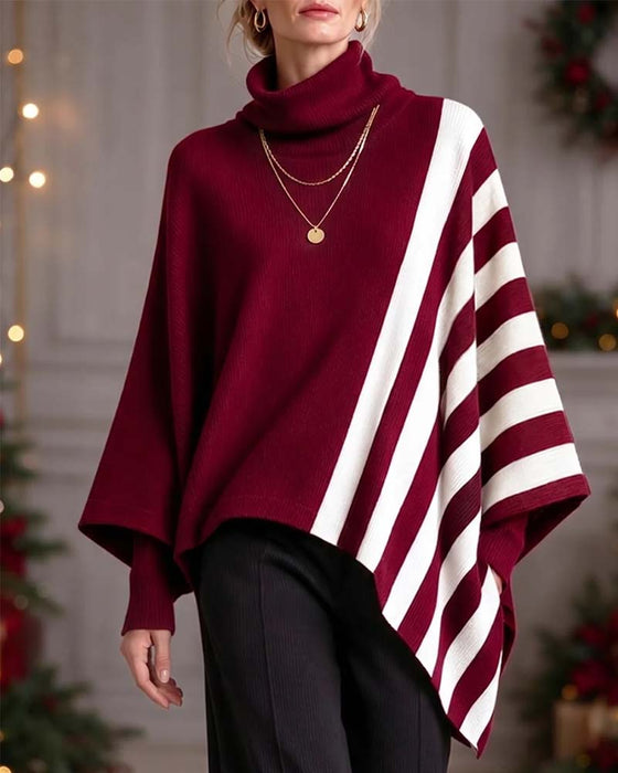 Pullover Uregelmæssig Turtleneck Stribet