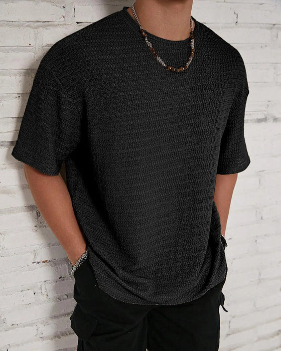 T-Shirt Herre Solid Farve Åndbar Kort Ærme