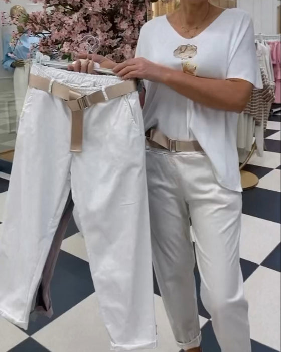 Bukser i ren farve og casual stil