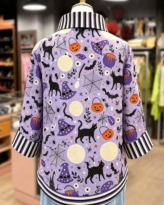 Bluse Revers Knap Stribe Halloween