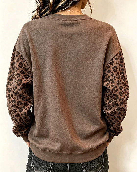 Sweatshirt Rund Hals Leopardtryk