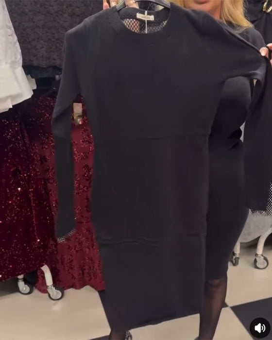 Kjole Mesh Panel Rygfri Bodycon