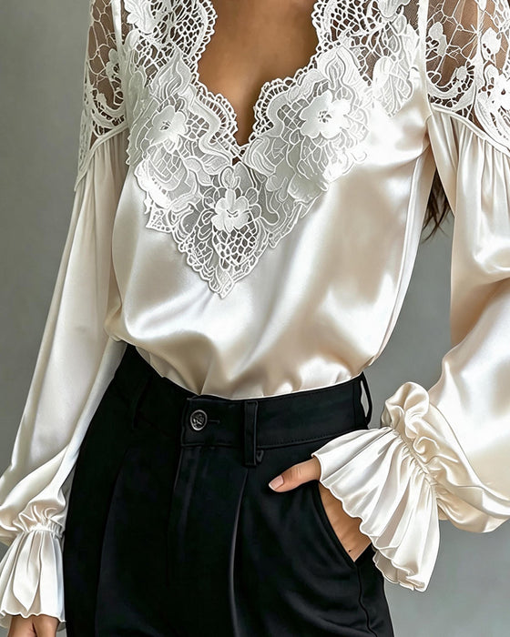 luse V-Hals Ruffle Blonde Udskæring