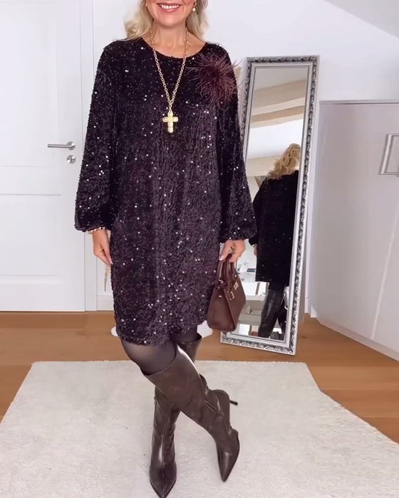 Lygteærmer Løs Med Glitter Kjole