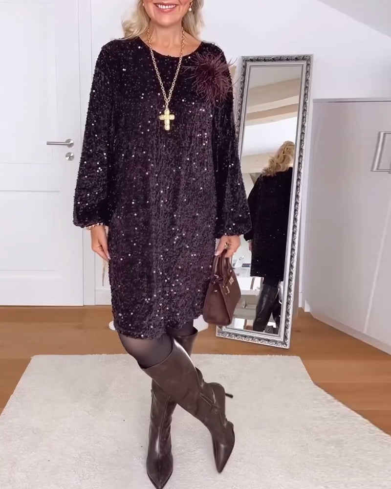 Lygteærmer Løs Med Glitter Kjole