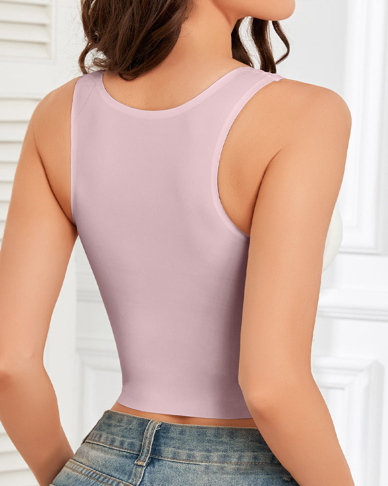 Tank Top Mesh-Splicing Indbygget Bh