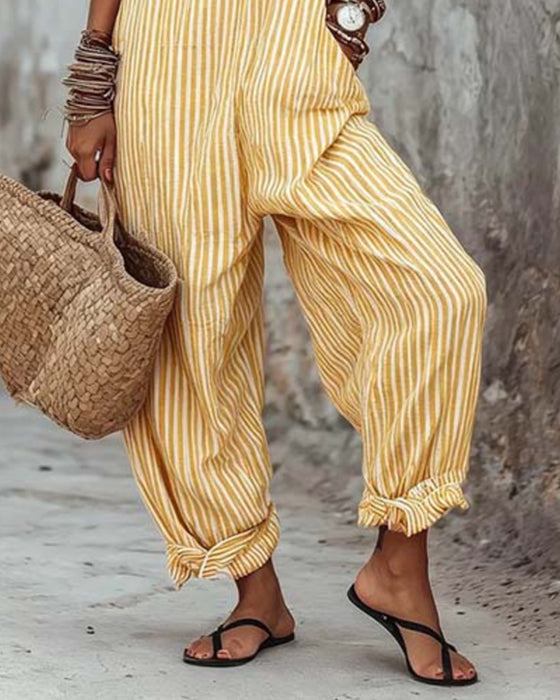 Jumpsuit Bred Strop Stribede Overall