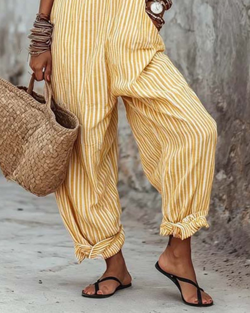 Jumpsuit Bred Strop Stribede Overall