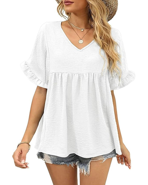 Bluse Afslappet Rynke Loose Fit