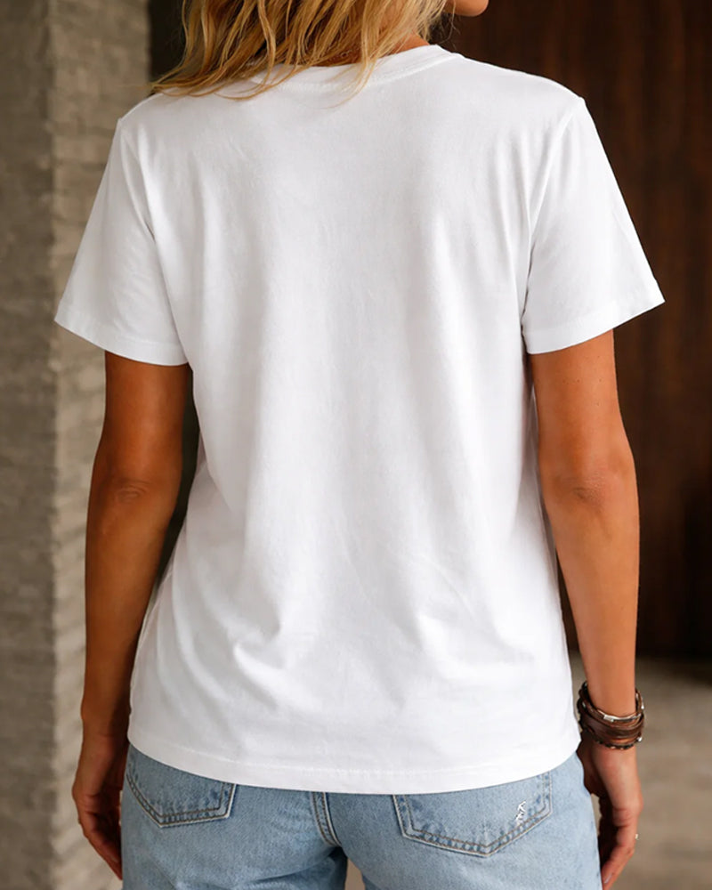 T-Shirt Rund Hals Ruffle Uregelmæssig