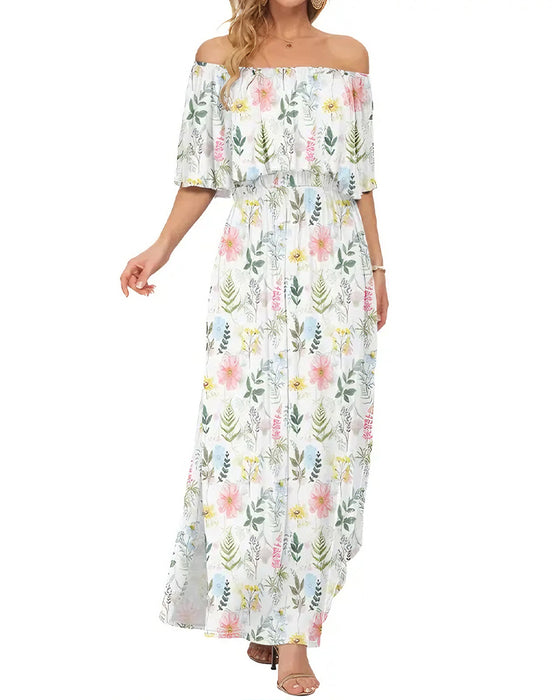 Kjole Elegant Blækvask Blomstret Maxi