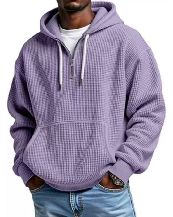 Hoodie Herre Ensfarvet Lynlås Pullover