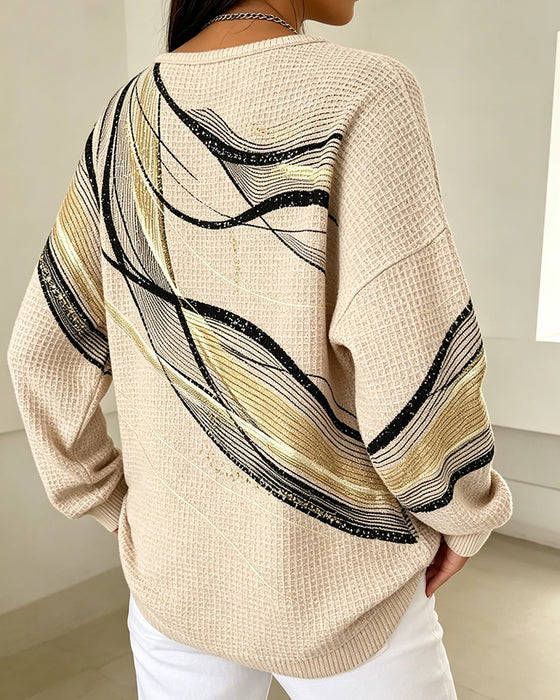 Sweatshirt Rund-Hals Knap-Ned Stribet