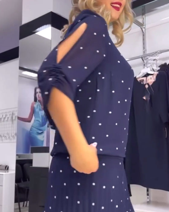 Prikket kjole med rund hals