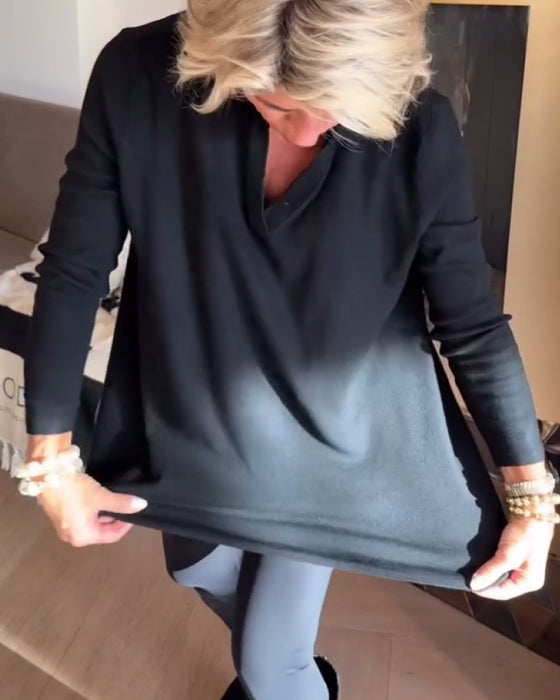 Uregelmæssig Krave Langærmet Top