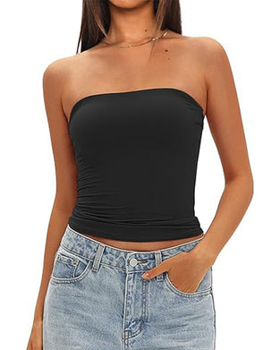 Tank Top Uden Stropper Kort Tætsiddende